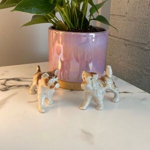 Vintage Made in Japan Ceramic Dog Schnauzer Boxer Figurines